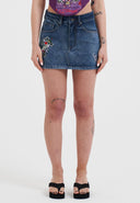 Ed Hardy Womens Seam Detail Denim Skirt - Indigo