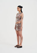 Ed Hardy Womens Dragon Repeat Mini Skirt - Ecru