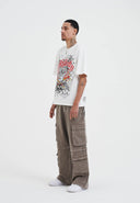Ed Hardy Mens Drag Denim Cargo With Removable Legs Denim Trousers Jeans - Beige