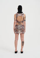 Ed Hardy Womens Dragon Repeat Mini Skirt - Ecru