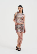 Ed Hardy Womens Dragon Repeat Mini Skirt - Ecru