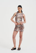 Ed Hardy Womens Dragon Repeat Mini Skirt - Ecru