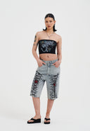 Ed Hardy Womens Snow Tiger Diamante Bandeau Top - Black