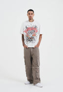 Ed Hardy Mens Drag Denim Cargo With Removable Legs Denim Trousers Jeans - Beige