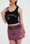 Ed Hardy Womens Seam Detail Denim Skirt - Purple
