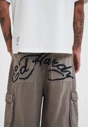 Ed Hardy Mens Drag Denim Cargo With Removable Legs Denim Trousers Jeans - Beige