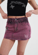 Ed Hardy Womens Seam Detail Denim Skirt - Purple