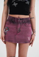 Ed Hardy Womens Seam Detail Denim Skirt - Purple