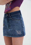 Ed Hardy Womens Seam Detail Denim Skirt - Indigo