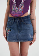 Ed Hardy Womens Seam Detail Denim Skirt - Indigo