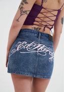Ed Hardy Womens Seam Detail Denim Skirt - Indigo