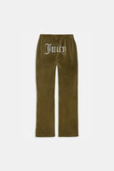 Juicy Couture Dark Olive Velour Diamanté Tracksuit Bottom