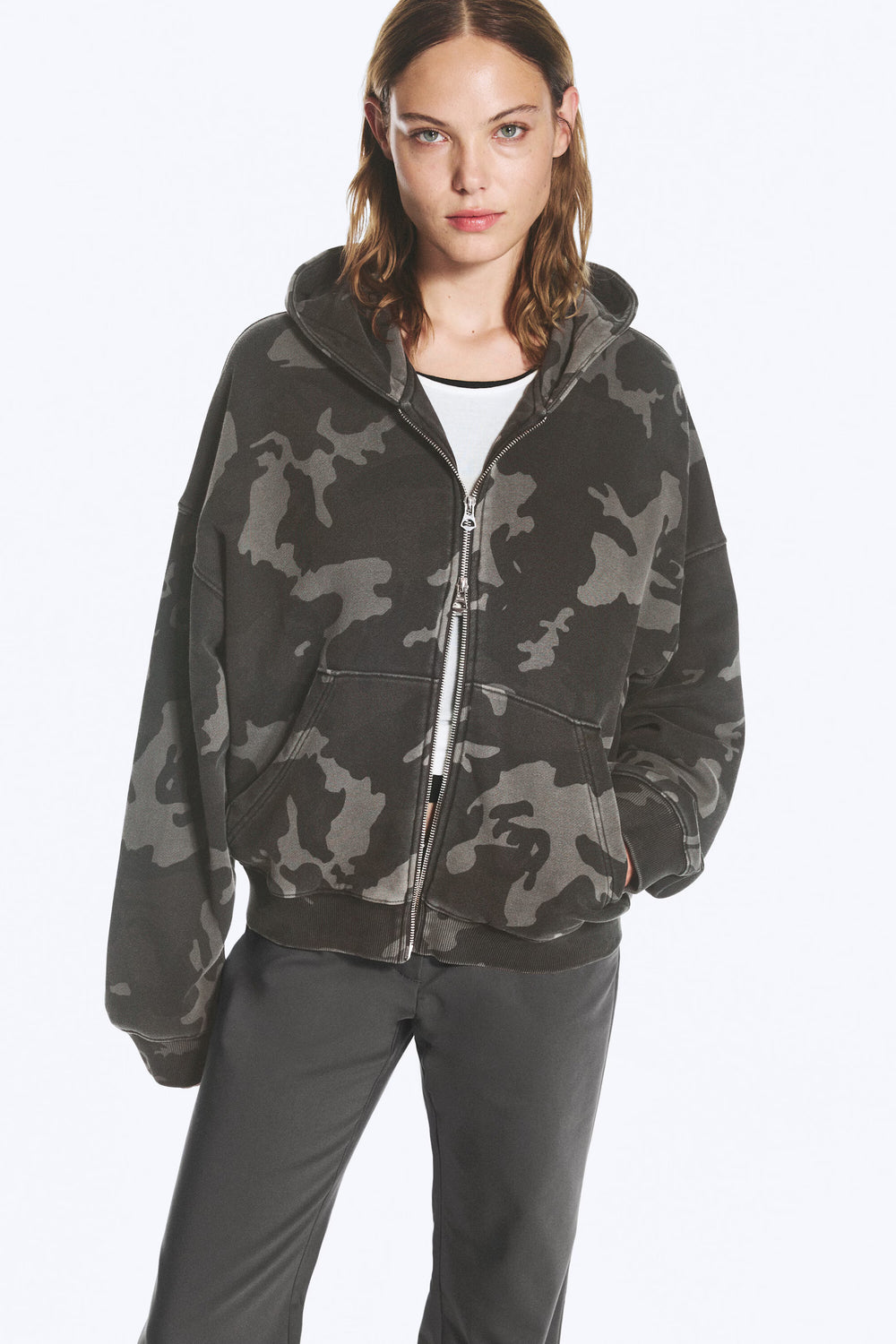 Oversized Printed Camo Hoodie