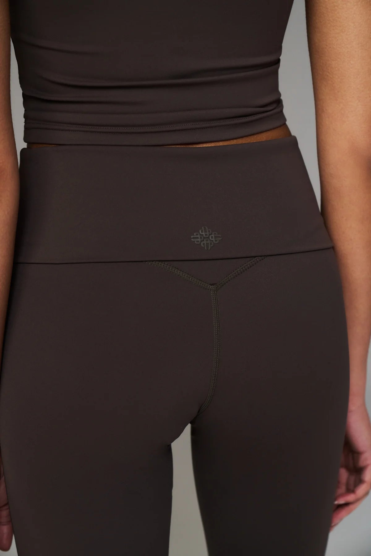 Foldover Waistband Yoga Pants - Chocolate