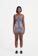 Ed Hardy Womens Dragon Flame Denim Mini Dress - Mid Blue