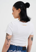 Ed Hardy Womens Bee Lettuce Hem Baby T-shirt Top - White