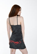 Ed Hardy Womens Beautiful-But-Dangerous Strappy Mini Dress - Charcoal