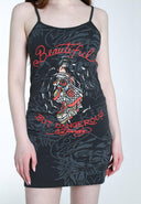 Ed Hardy Womens Beautiful-But-Dangerous Strappy Mini Dress - Charcoal
