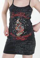 Ed Hardy Womens Beautiful-But-Dangerous Strappy Mini Dress - Charcoal
