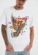 Ed Hardy Mens 97 Eagle Diamante T-shirt - White