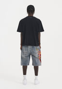 Ed Hardy Mens Devil Mermaid Denim Jorts Shorts - Blue