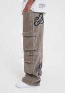 Ed Hardy Mens Drag Denim Cargo With Removable Legs Denim Trousers Jeans - Beige