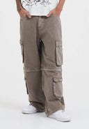 Ed Hardy Mens Drag Denim Cargo With Removable Legs Denim Trousers Jeans - Beige