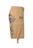 Ed Hardy Mens Dragon Crawl Woven Cargo Shorts - Beige