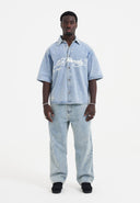 Ed Hardy Mens Eagle and Stars Relaxed Denim Shirt - Bleach