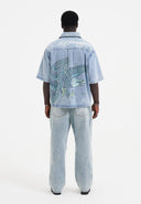 Ed Hardy Mens Eagle and Stars Relaxed Denim Shirt - Bleach