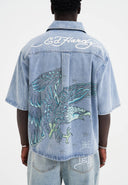 Ed Hardy Mens Eagle and Stars Relaxed Denim Shirt - Bleach