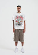 Ed Hardy Mens Gothic Lightning Eagle Diamante T-shirt - White
