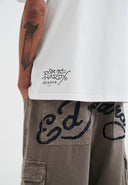 Ed Hardy Mens Gothic Lightning Eagle Diamante T-shirt - White