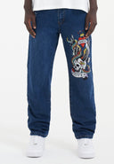 Ed Hardy Mens Nyc-Skull Diamante Denim Trousers Jeans - Indigo