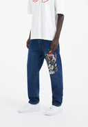 Ed Hardy Mens Nyc-Skull Diamante Denim Trousers Jeans - Indigo