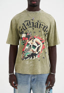 Ed Hardy Mens Skull Out Of Hell Relaxed T-shirt - Khaki