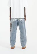 Ed Hardy Mens Skull-snake-eagle Diamante Denim Trousers Jeans - Bleach