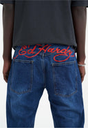 Ed Hardy Mens True-Till-Death Diamante Denim Trousers Jeans - Indigo