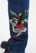 Ed Hardy Mens True-Till-Death Diamante Denim Trousers Jeans - Indigo