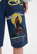 Ed Hardy Womens Born Wild Relaxed Denim Jorts Shorts - Indigo