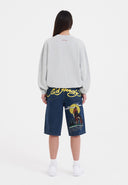 Ed Hardy Womens Born Wild Relaxed Denim Jorts Shorts - Indigo