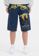 Ed Hardy Womens Born Wild Relaxed Denim Jorts Shorts - Indigo