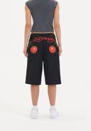 Ed Hardy Womens Cherry Love Bomb Relaxed Denim Jorts Shorts - Black