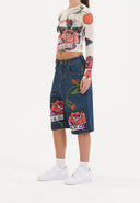 Ed Hardy Womens Cherry Love Bomb Relaxed Denim Jorts Shorts - Indigo