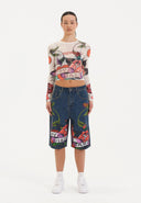 Ed Hardy Womens Cherry Love Bomb Relaxed Denim Jorts Shorts - Indigo