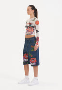 Ed Hardy Womens Cherry Love Bomb Relaxed Denim Jorts Shorts - Indigo