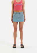 Ed Hardy Womens Crawling Dragon Denim Mini Skirt - Blue