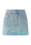 Ed Hardy Womens Crawling Dragon Denim Mini Skirt - Blue