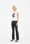 Ed Hardy Womens Crystal Koi Flared Denim Trousers Jeans - Black