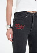 Ed Hardy Womens Crystal Koi Flared Denim Trousers Jeans - Black